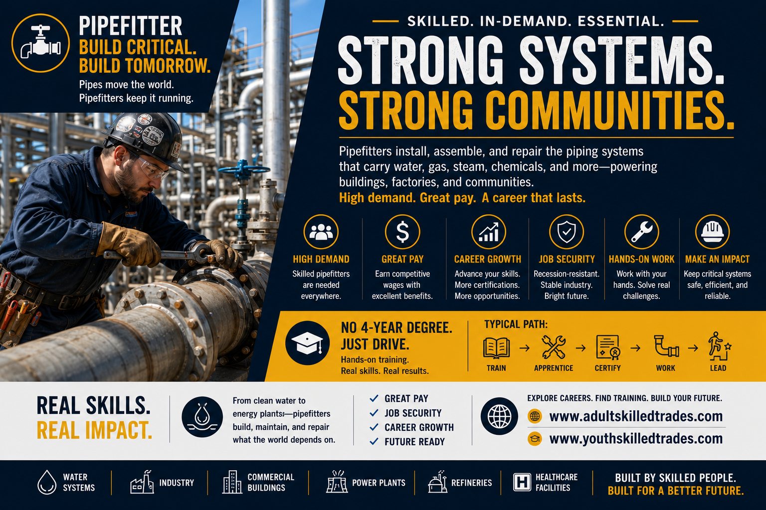 Pipefitter — Strong Systems Strong Communities career poster