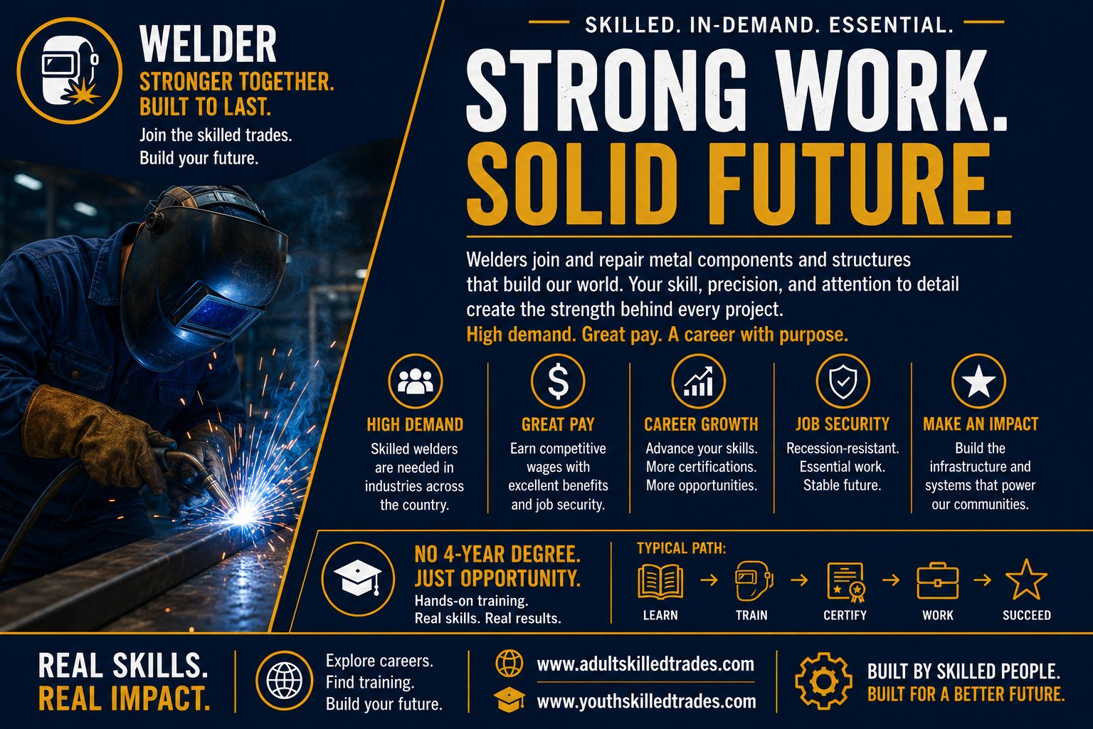 Welder — Strong Work Solid Future career poster