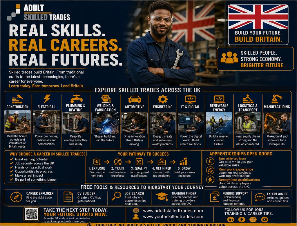 Explore skilled trades across the UK — poster